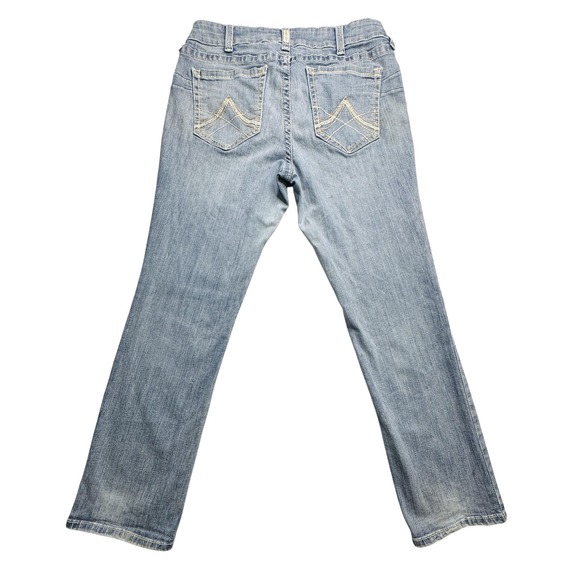 Ariat Real Denim Jeans Womens 34R Blue Mid Rise Straight Leg Stretch Distressed - Picture 1 of 14